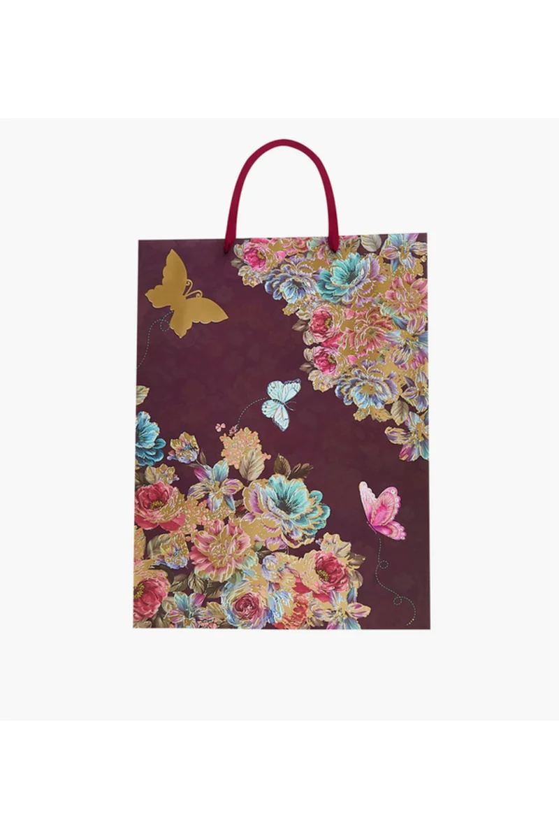 Lifestyle Butterfly and Flower Print Paper Gift Bag - Extra Large